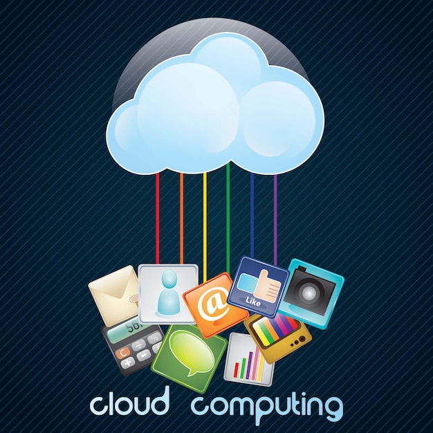 Illustration of cloud computing and communications technology vector illustration