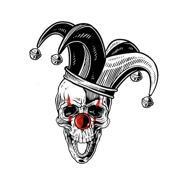 Illustration of a clown skull