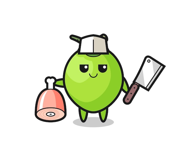 Illustration of coconut character as a butcher  cute style design for t shirt sticker logo element