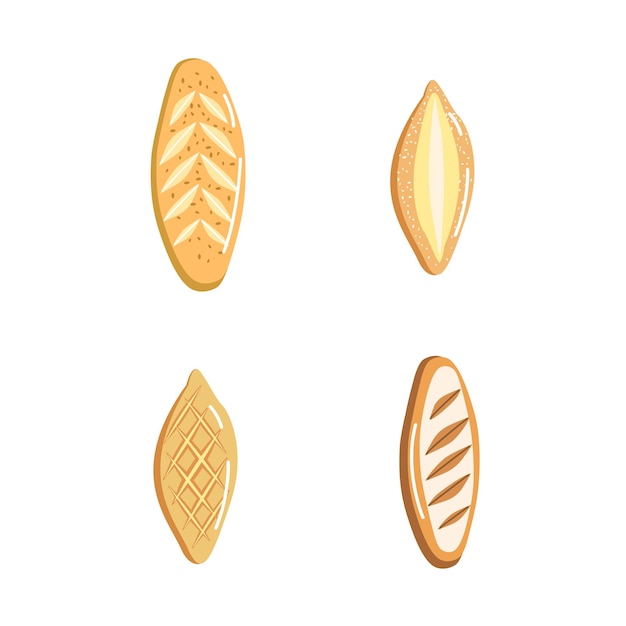 Illustration of a collection of bread variants