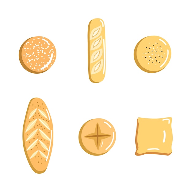 Vector illustration of a collection of bread variants