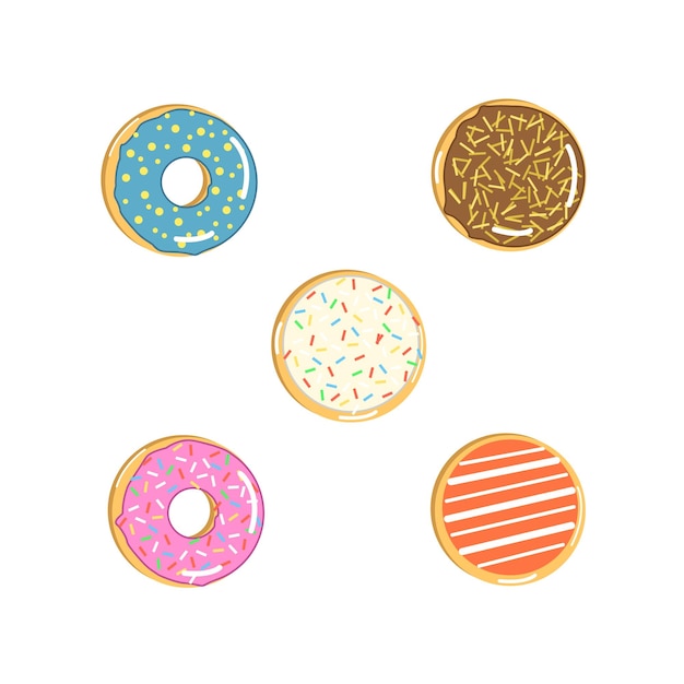 Vector illustration of a collection of donut variants