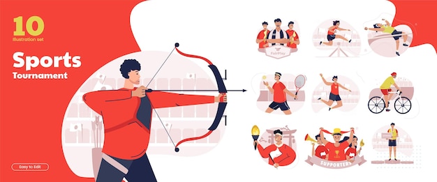스포츠 게임 토너먼트 경쟁 개념의 그림 컬렉션 집합