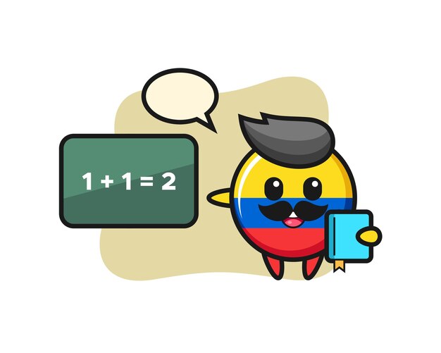 Illustration of colombia flag badge character as a teacher , cute style design for t shirt, sticker, logo element