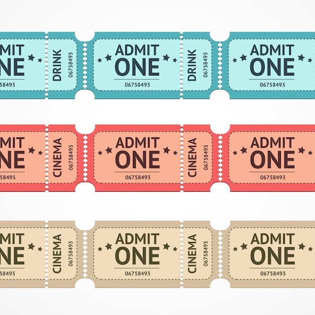 Illustration color ticket set line isolated on a white background.