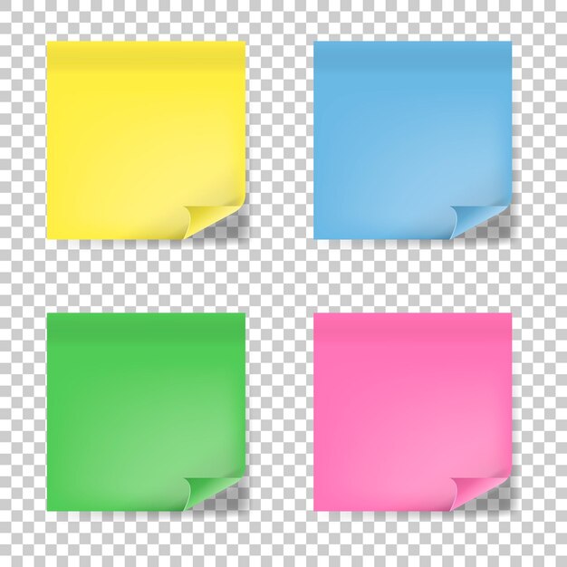 Illustration of a colored set of sticky notes isolated on background Vector illustration