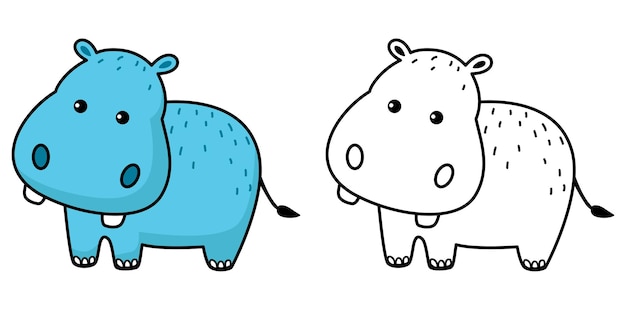 Illustration of colorful cartoon character hippo