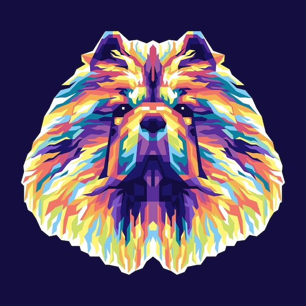 Vector illustration colorful dog head with pop art style