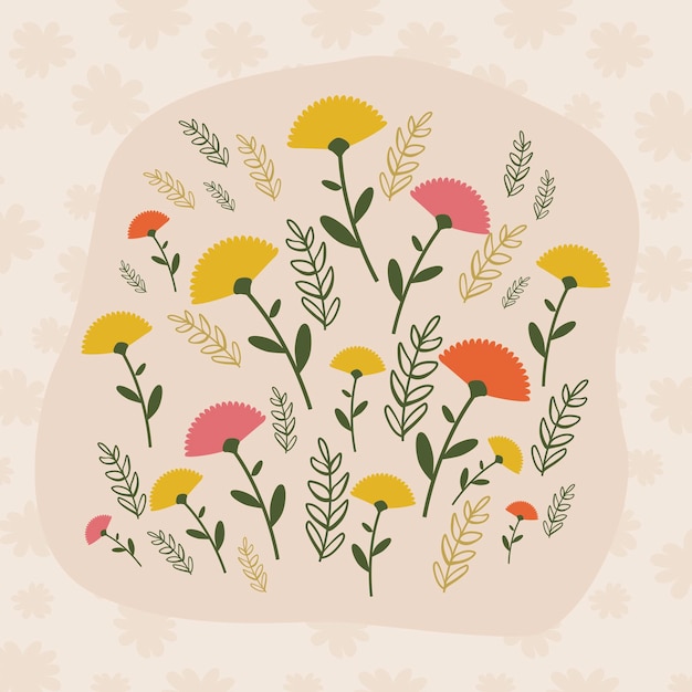 Illustration of a colorful floral background