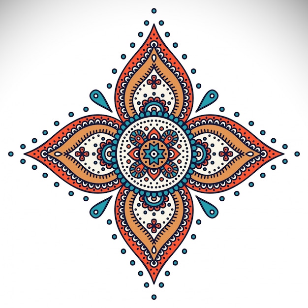 Illustration of a colorful floral mandala