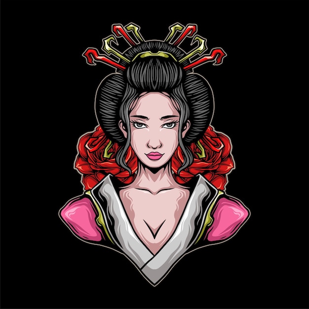 Illustration of colorful geisha