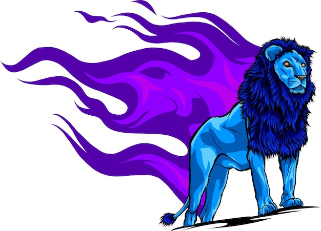 白い背景ベクトルデザインにカラフルなライオンの怒りの表情のイラスト