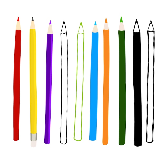 Illustration of colorful pencils isolated on white background