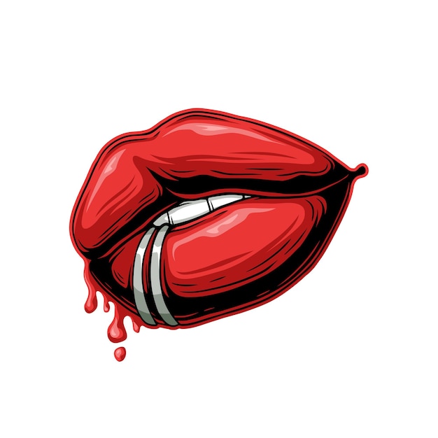 Vector illustration of colorful red lips