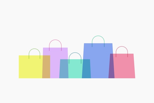 Illustration of colorful shopping paper bags multiply color in group simple flat design on white backdrop