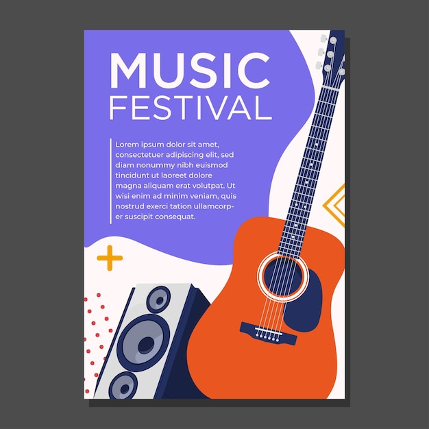 illustration colorful summer electronic dance music edm music festival banner poster template