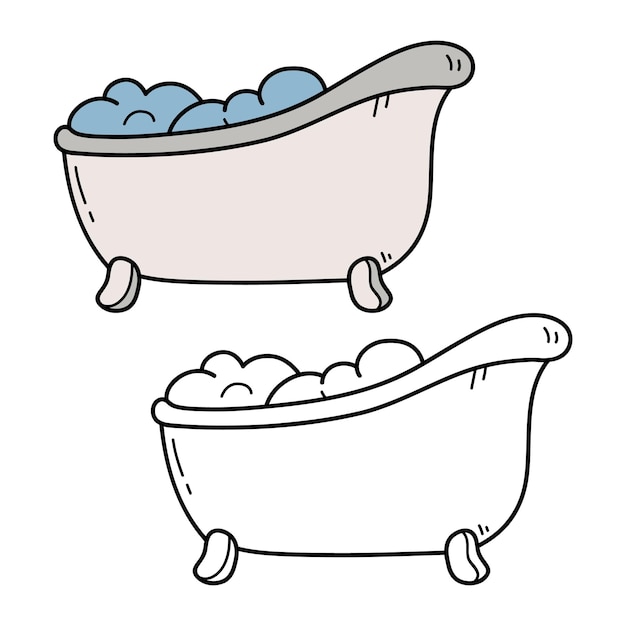иллюстрация раскраски страницы каракули ванны