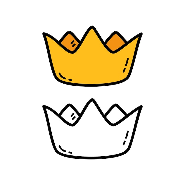 Illustration coloring page of doodle crown