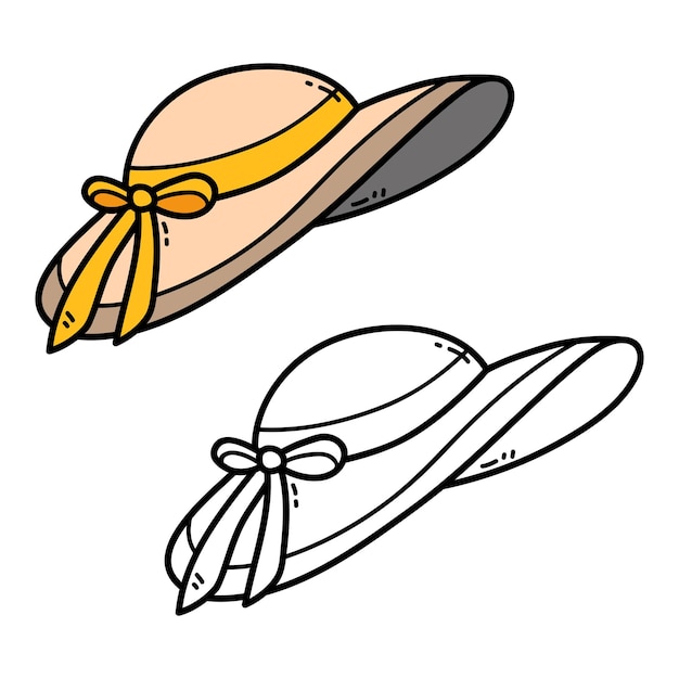 illustration coloring page of doodle hat