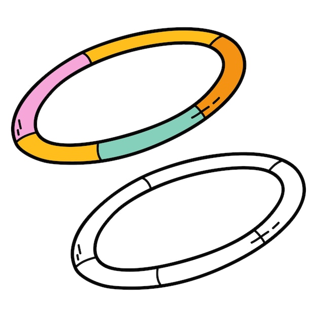 Vettore illustrazione da colorare pagina di doodle hula hoop