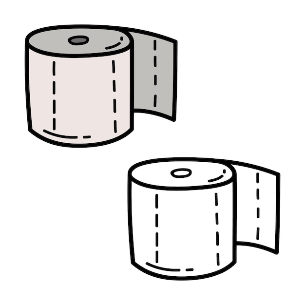 illustration coloring page of doodle toilet paper