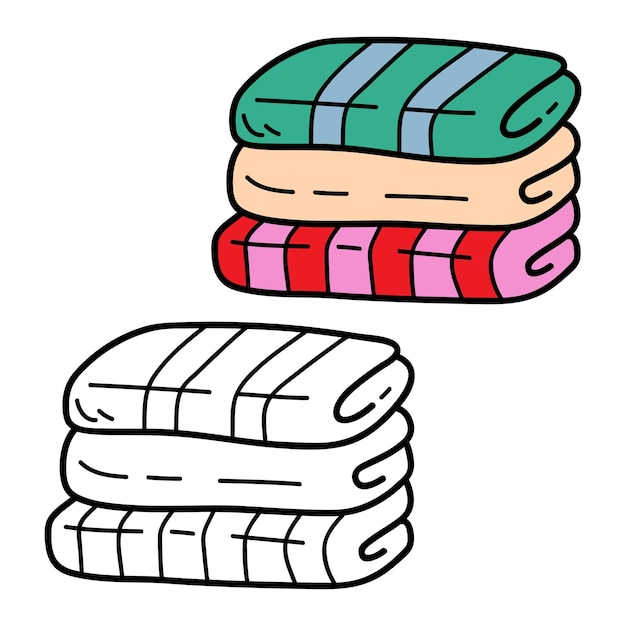 Illustration coloring page of doodle towels