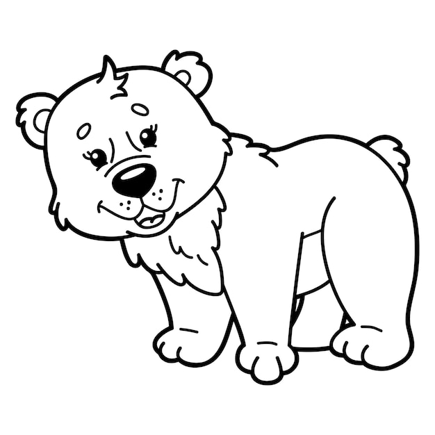 illustration coloring page with cartoon baby bear