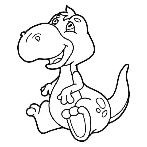 illustration coloring page with cartoon baby dinosaur