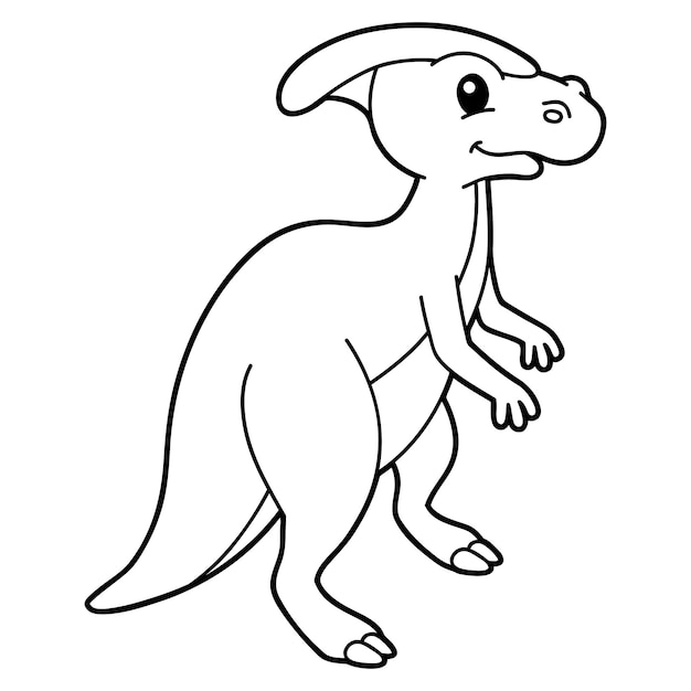 illustration coloring page with cartoon dinosaur Parasaurolophus