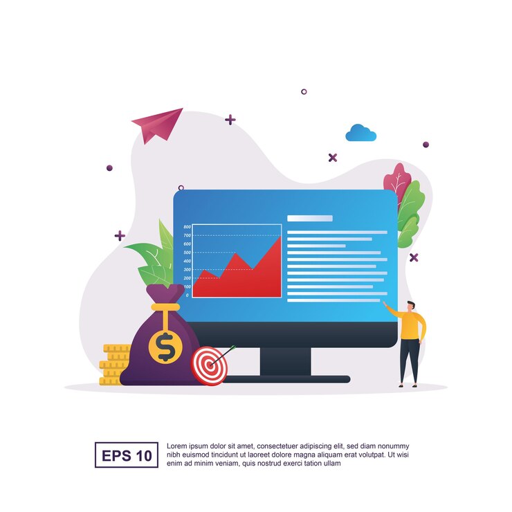 Vector illustration concept of business growth with with ascending diagram.
