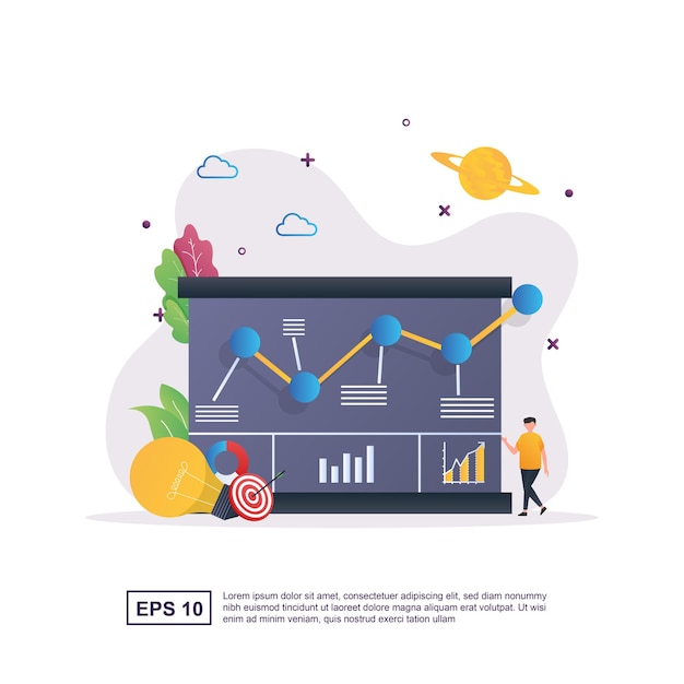 Vector illustration concept of business idea with bulb and target.