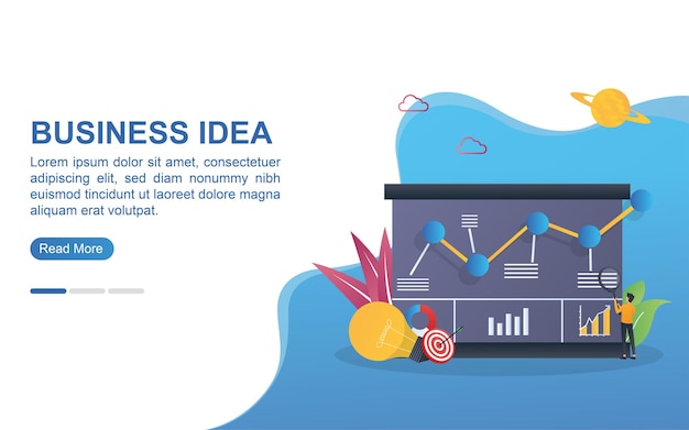 Illustration concept of business idea with bulb and target.