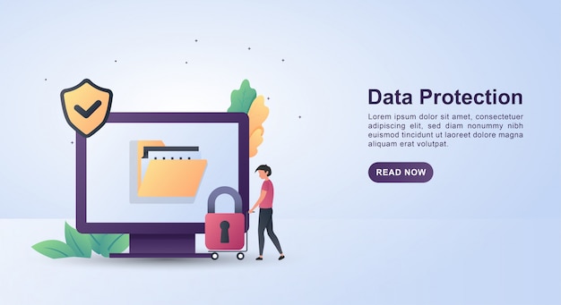 Illustration concept of data protection with a padlock.