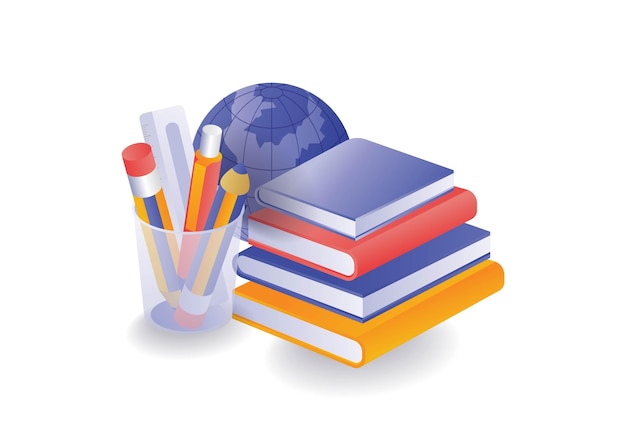 Illustration concept of equipment for the world of school education