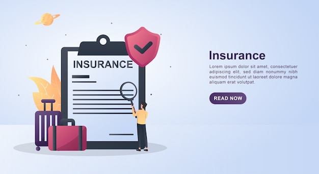 Vector illustration concept of insurance with the symbol of security.