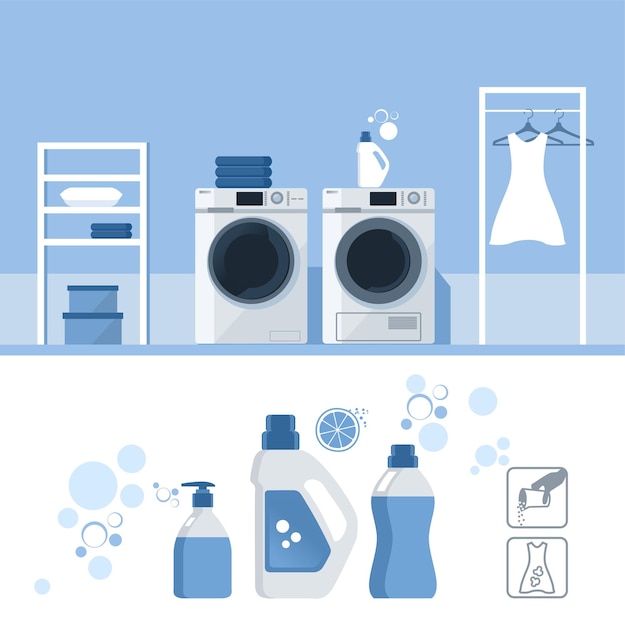 Illustration of the concept of laundry and dry cleaning