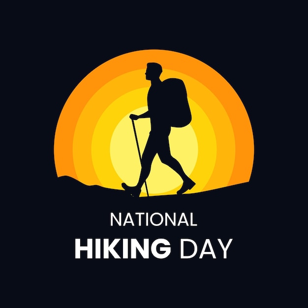 Vector illustration concept of man hiking for logo and badge suitable for national hiking day