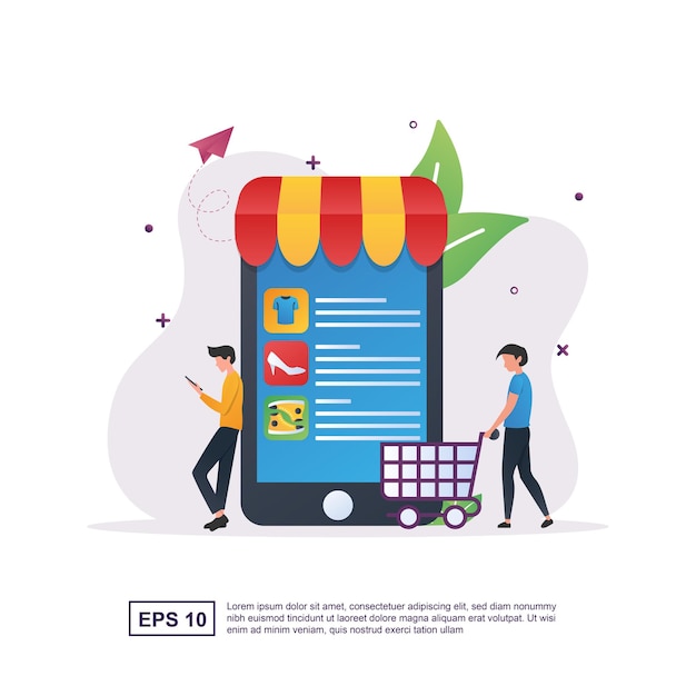 Illustration concept of online shopping to facilitate consumers in shopping.