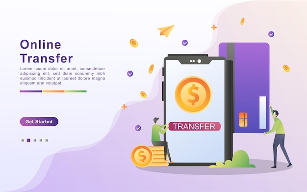 Illustration concept of online transfer.