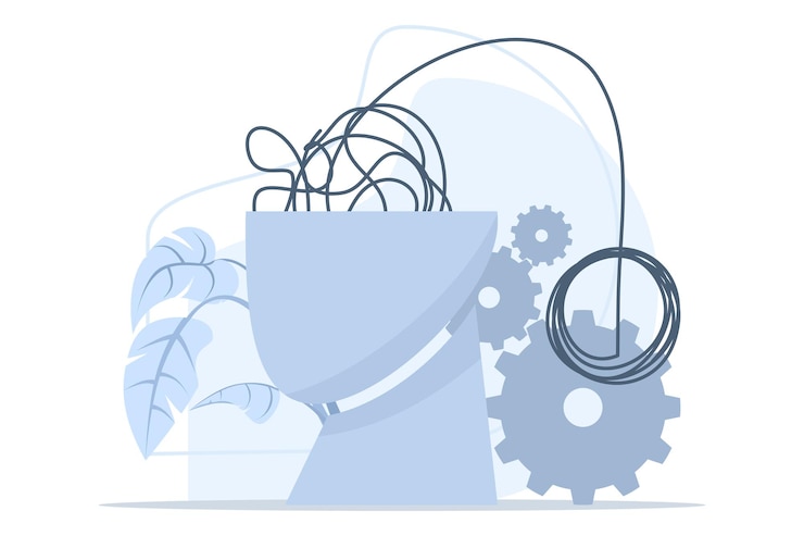Vector illustration of the concept of psychological problems or helping patients with psychological problem