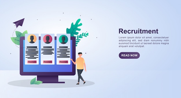 Illustration concept of recruitment agency to look for new candidates in any field.