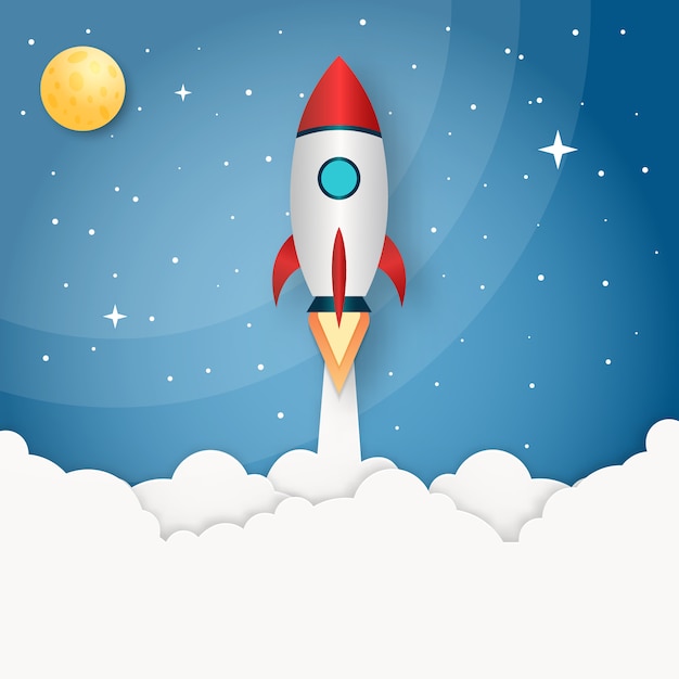 Vector illustration concept rocket launch