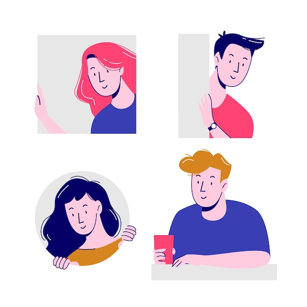 Illustration concept with people peeping