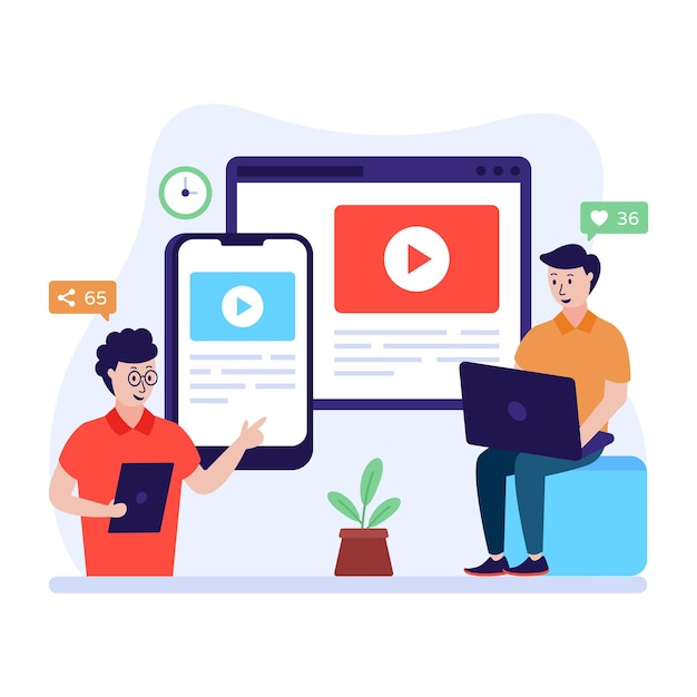 an illustration of content marketing flat vector