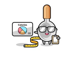 Illustration of cooking spoon mascot as a dietitian