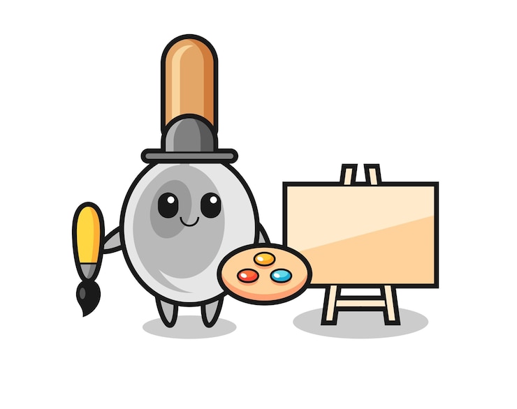 Vector 화가로 요리 숟가락 마스코트의 그림