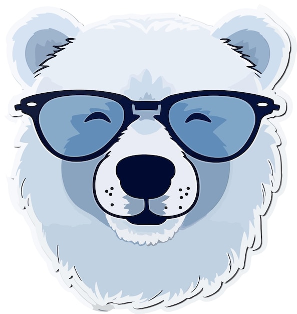 illustration cool polar bear with sunglass sticker vector