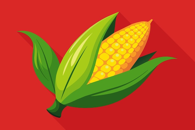 Vector an illustration of corn on a red background with a picture of corn
