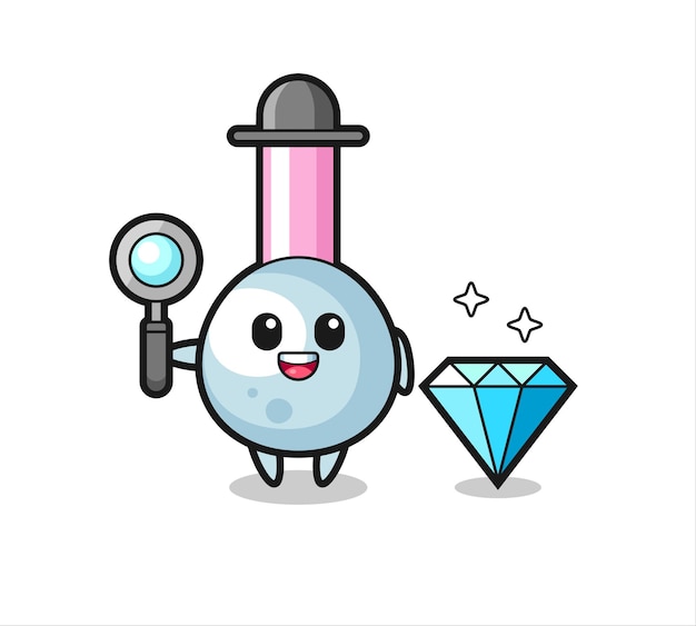 Illustration of cotton bud character with a diamond