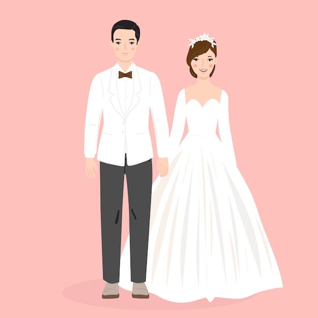 Vector illustration of couple bride and groom for wedding